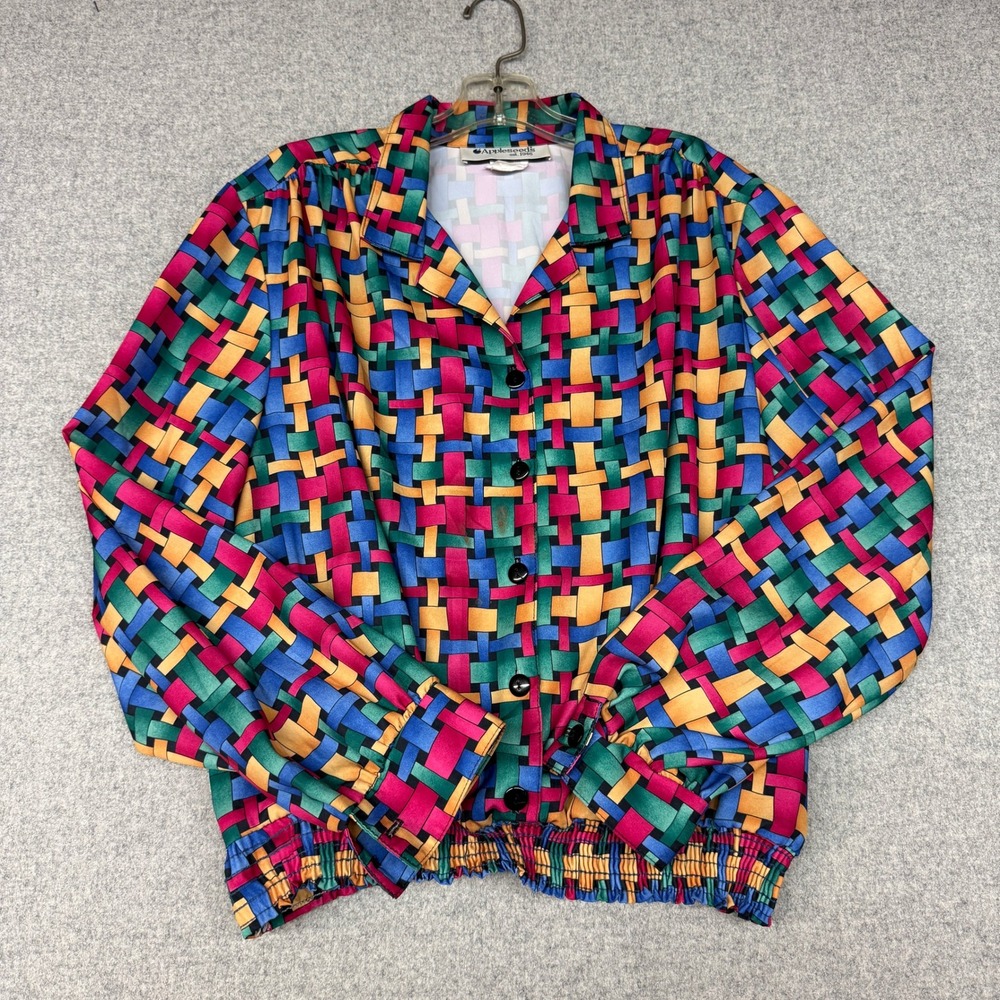 Appleseed's | Blouse | Size 18 | Multicolor | Basket Weave Print Elastic Hem Top